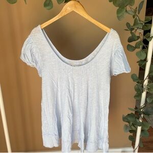We The Free Light Blue Short Sleeve Top